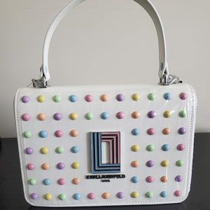 Brand NWOT Karl Lagerfeld Simone Flap Crossbody (White/Pastel)